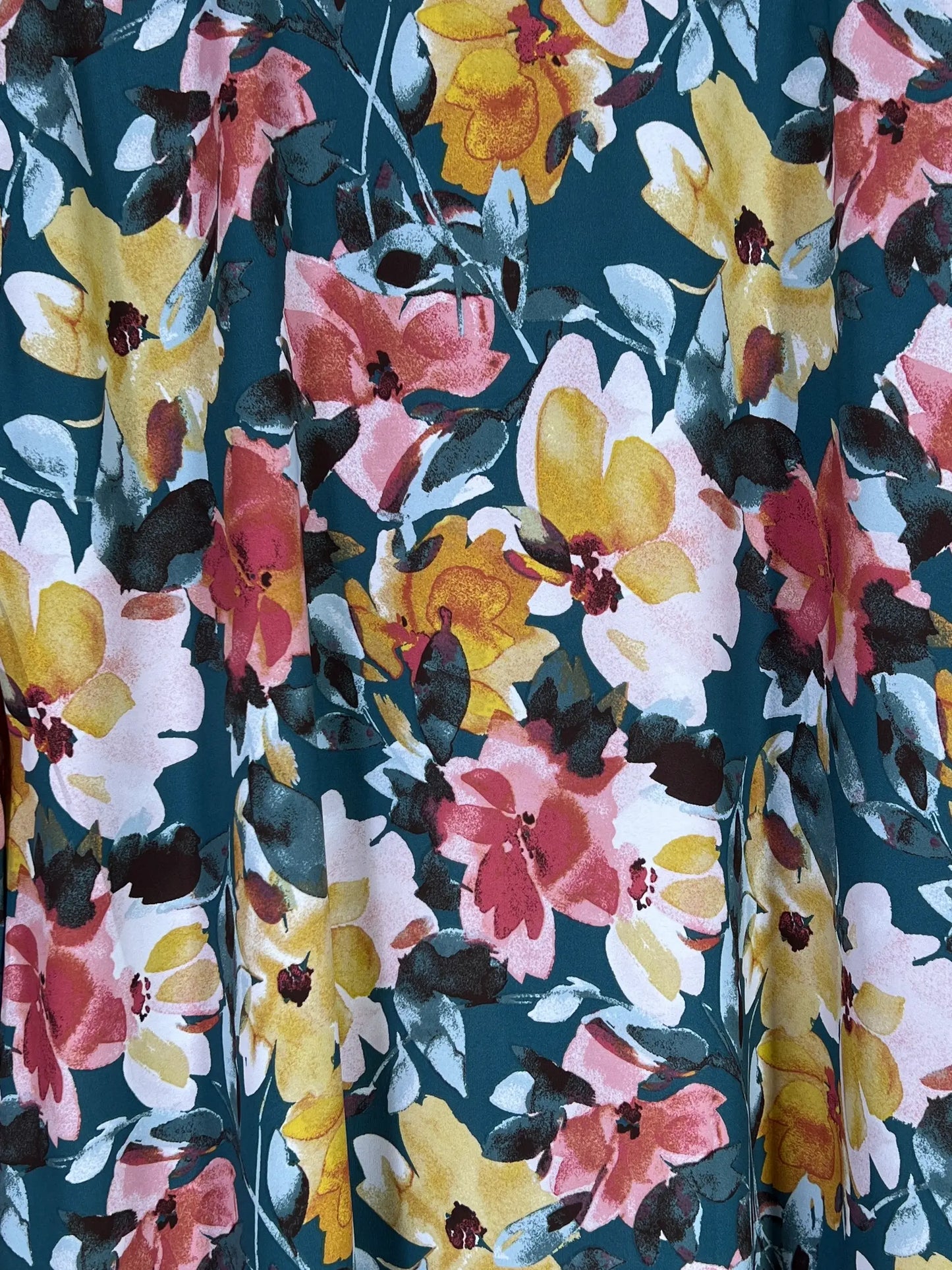 Teal Green - Floral Front Open Chun Abaya HJ1668