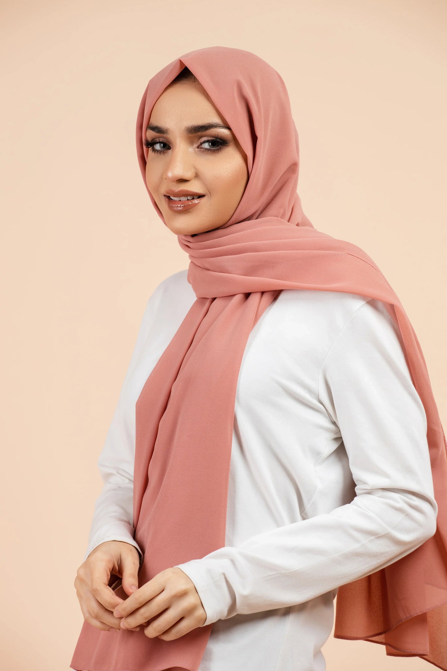 Premium Georgette Hijab - Flamingo