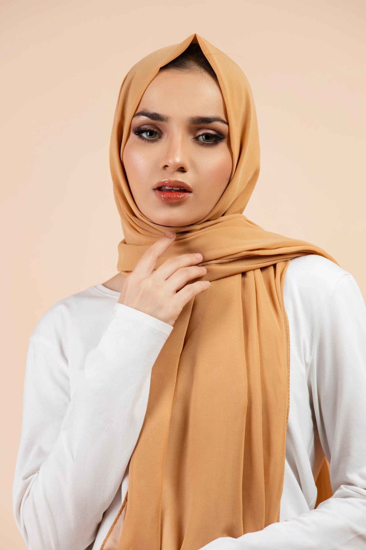 Premium Georgette Hijab - Golden Beige