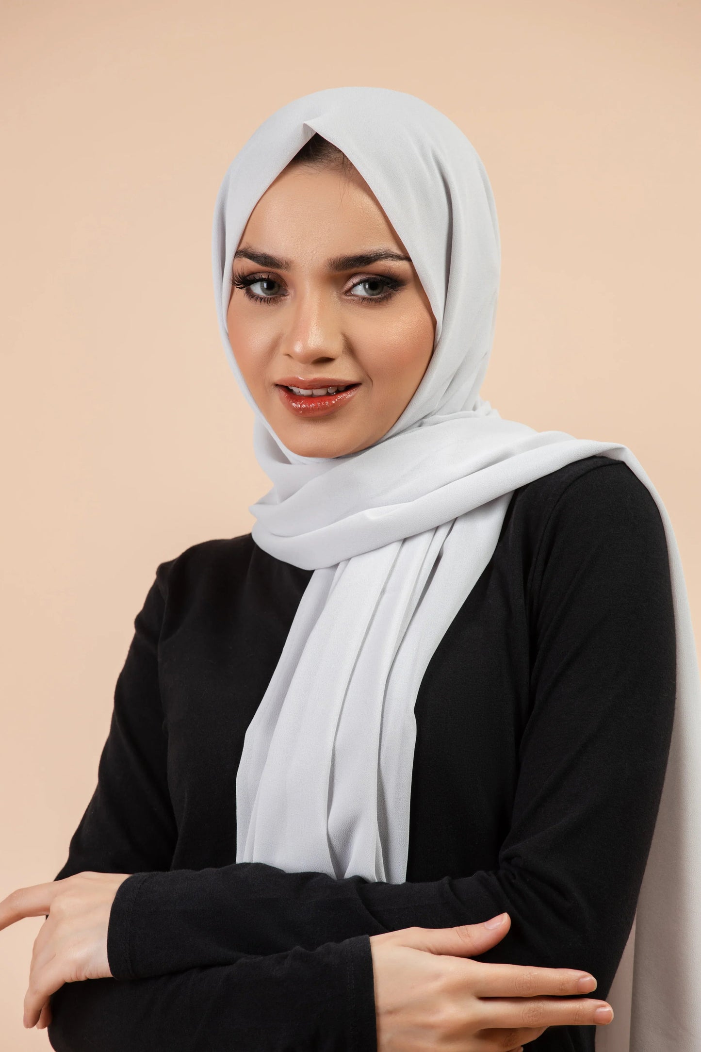 Premium Georgette Hijab - Silver Grey