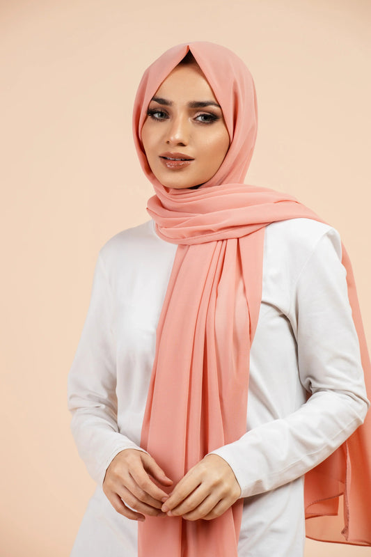 Premium Georgette Hijab - Warm Peach