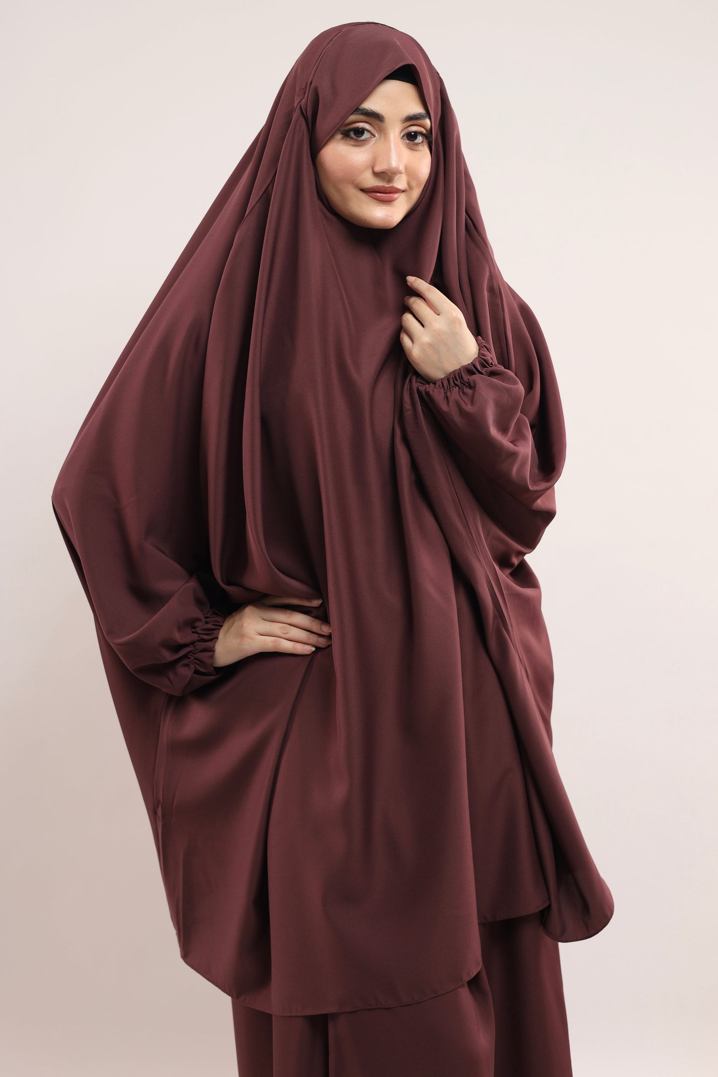Three Pieces Jilbab Set - Crushed Rose