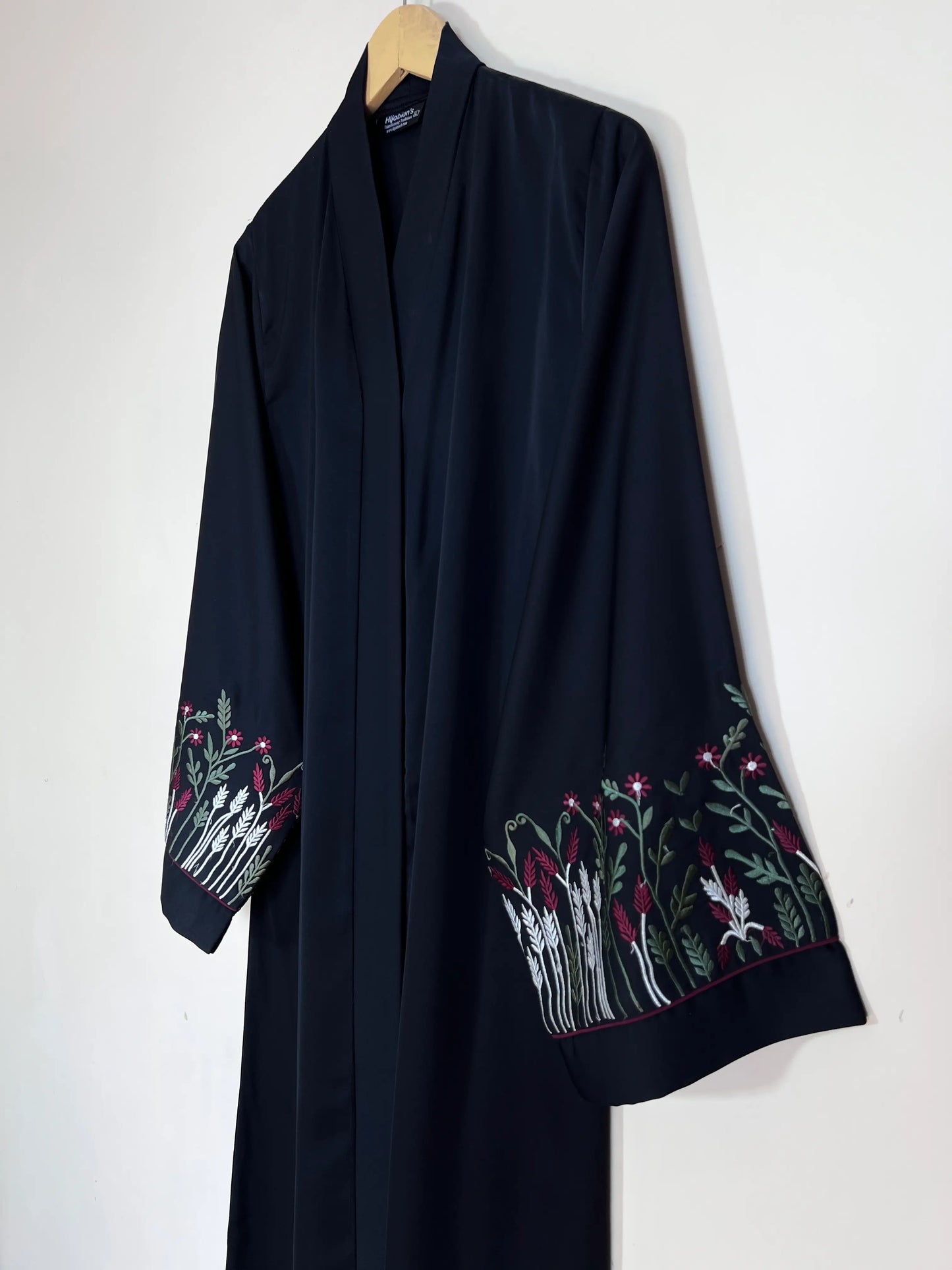 Black - Pastel Bloom Embroidery Abaya HJ1492