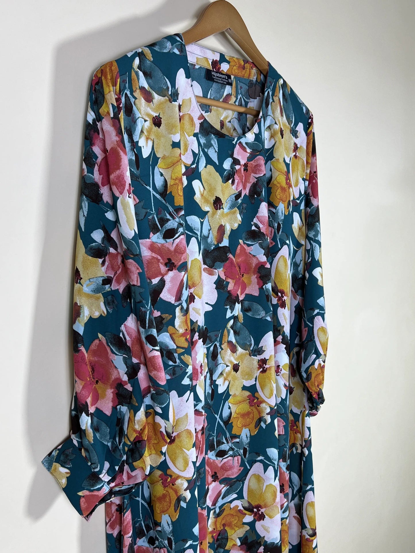 Teal Green - Floral Maxi Abaya HJ1659