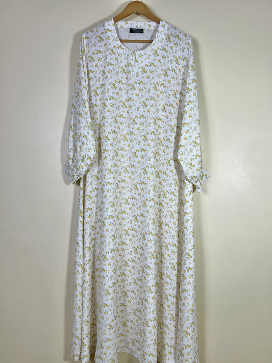 White - Floral Maxi Abaya HJ1666