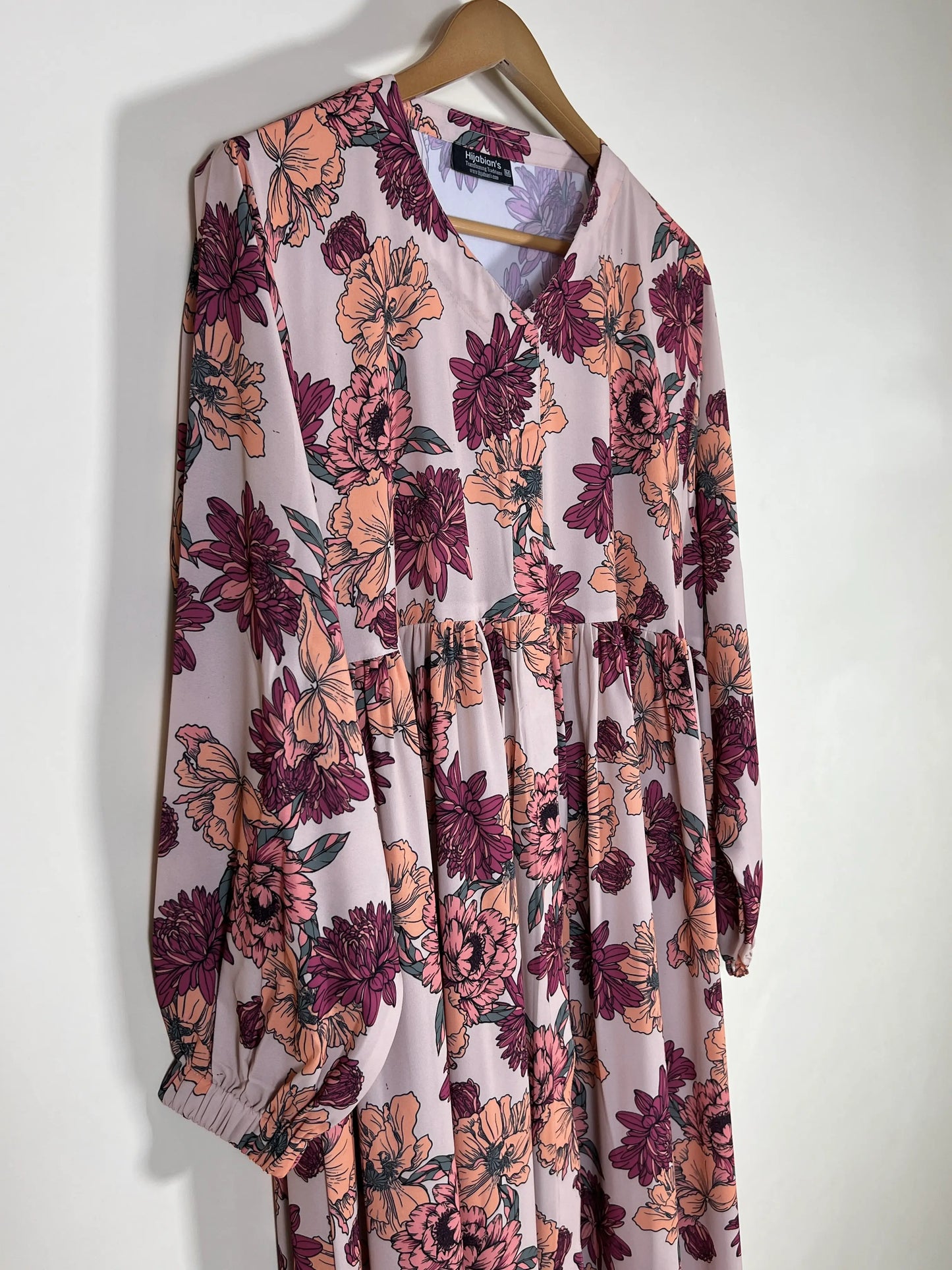 Dusty Rose - Floral Front Open Chun Abaya HJ1670