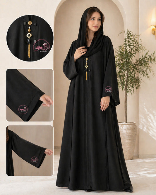Premium Matte Silk Abaya – Classic Black | Hijablo / Black Abaya