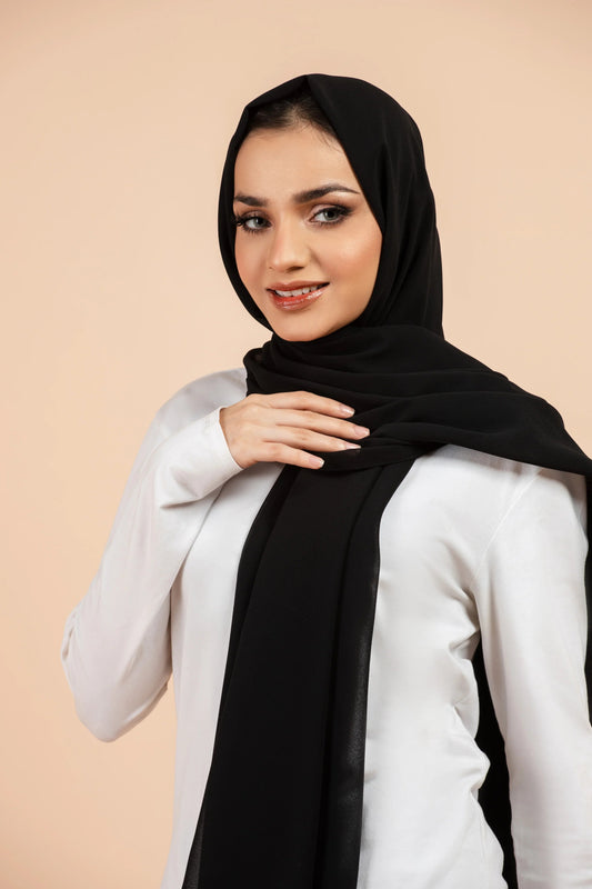 Premium Georgette Hijab - Black
