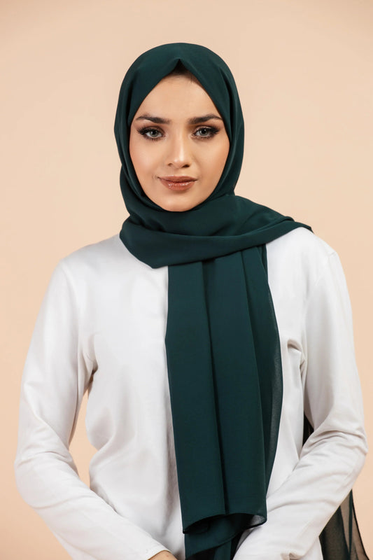 Premium Georgette Hijab - Bottle Green