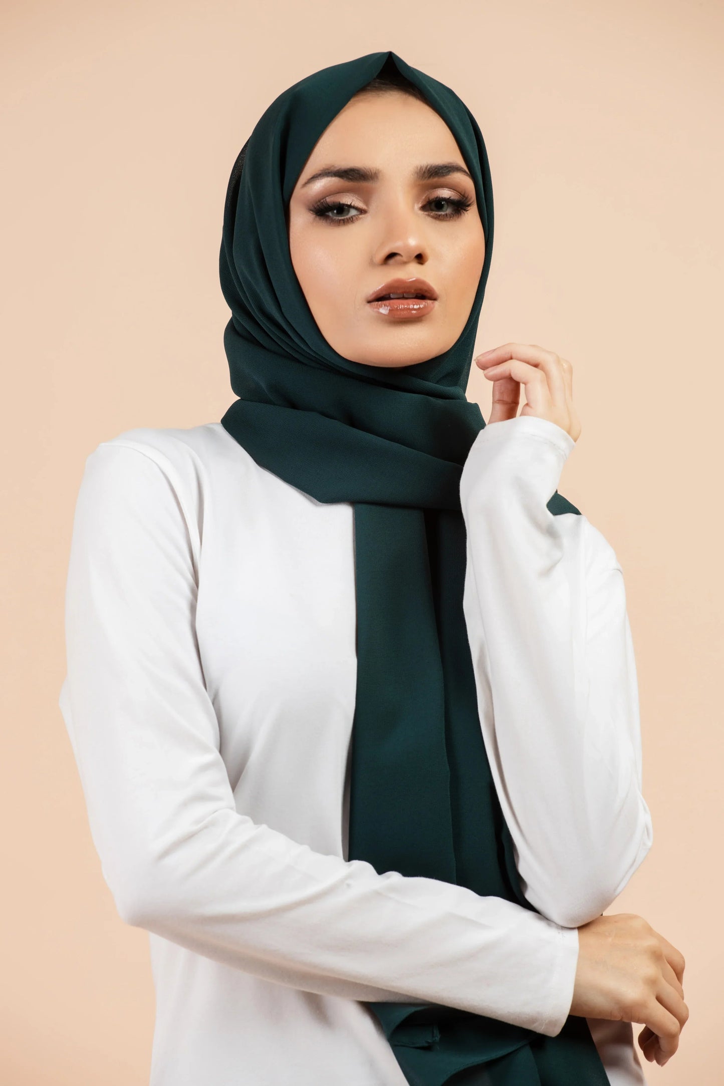 Premium Georgette Hijab - Bottle Green