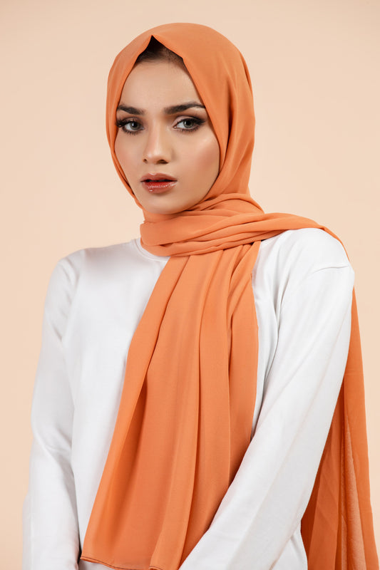 Premium Georgette Hijab - Coral Bliss