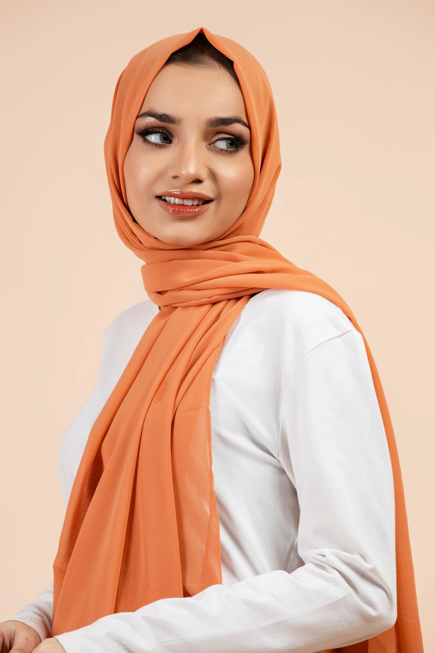 Premium Georgette Hijab - Coral Bliss