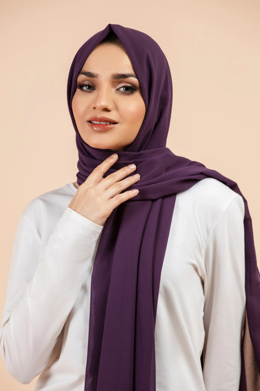 Premium Georgette Hijab - Eggplant