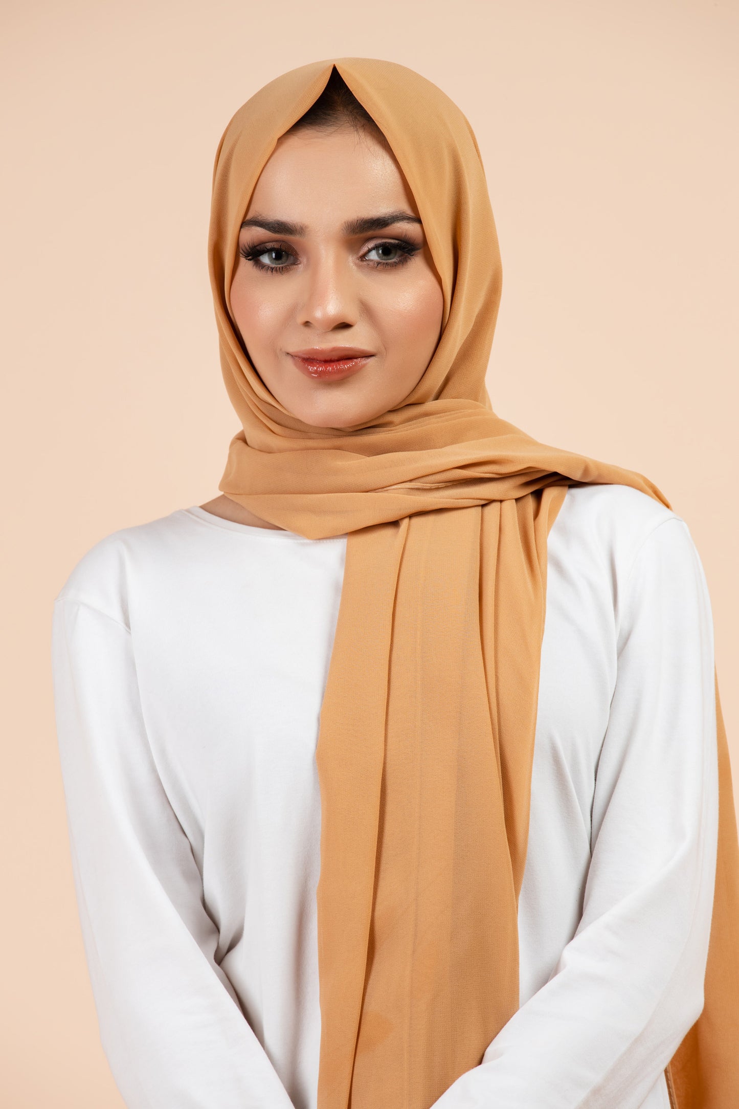 Premium Georgette Hijab - Golden Beige
