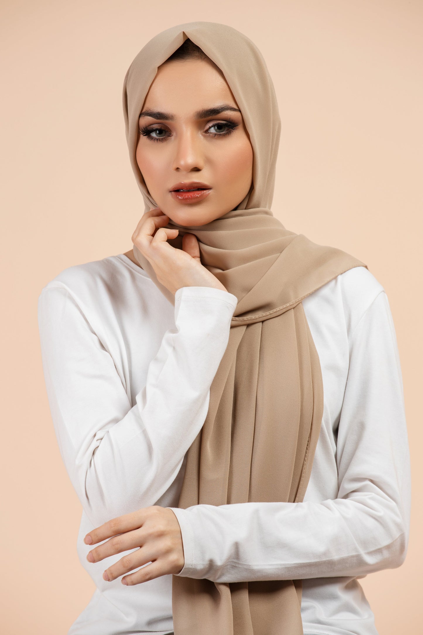 Premium Georgette Hijab - Khaki
