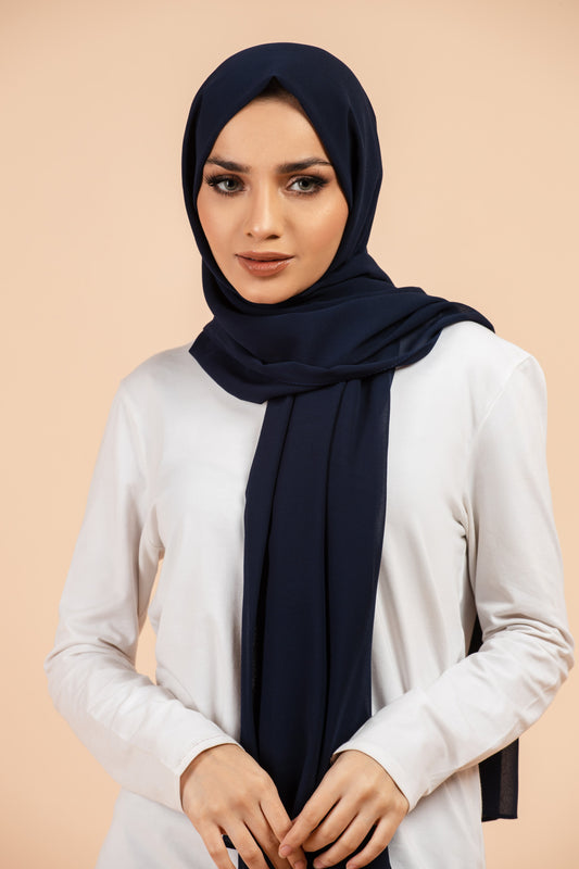 Premium Georgette Hijab - Navy Blue