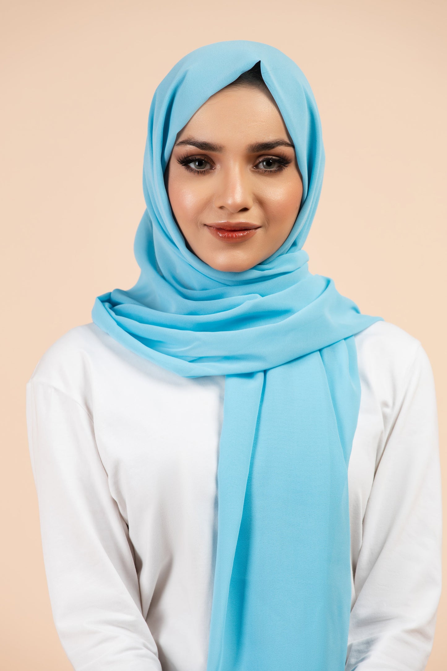 Premium Georgette Hijab - Pacific Blue