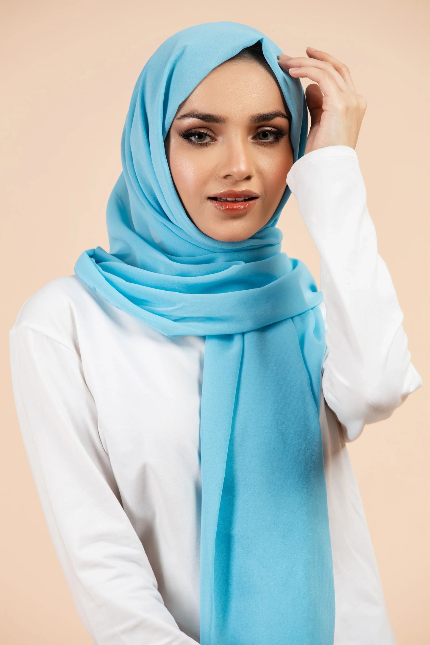 Premium Georgette Hijab - Pacific Blue