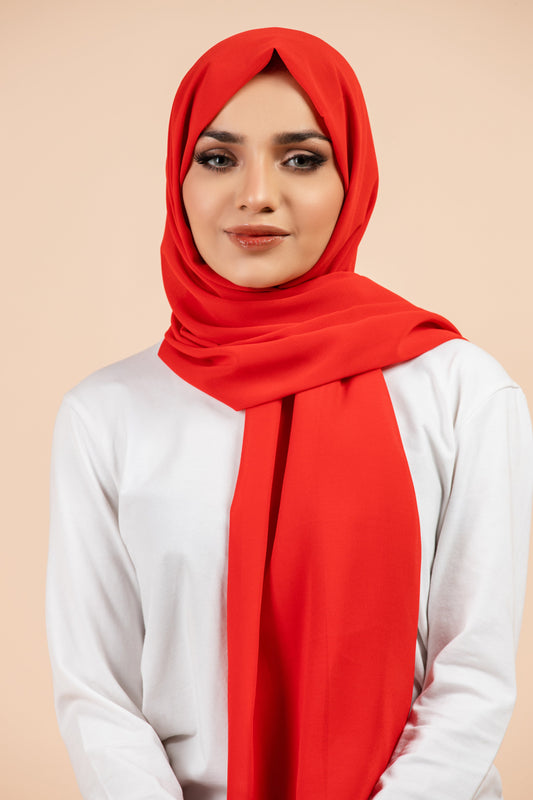 Premium Georgette Hijab - Russian Red