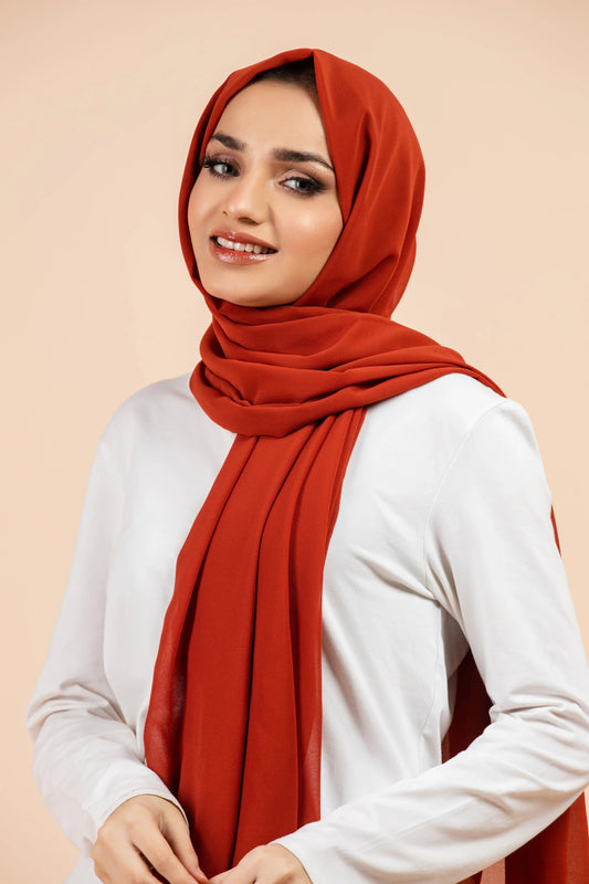 Premium Georgette Hijab - Rust