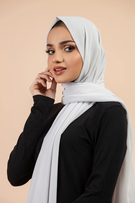 Premium Georgette Hijab - Silver Grey