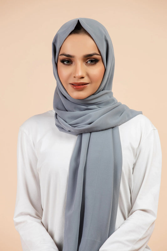 Premium Georgette Hijab - Steel Grey