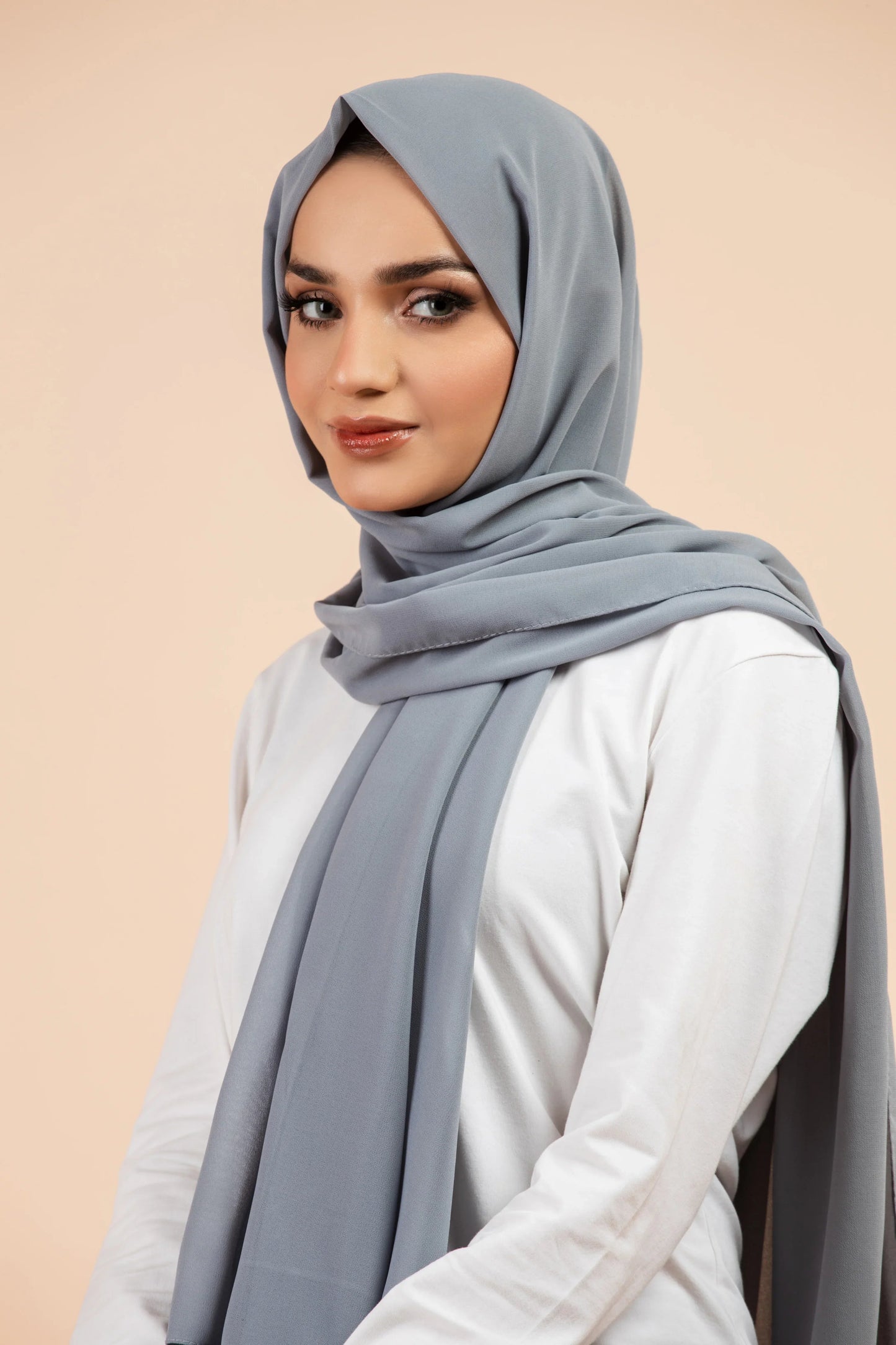 Premium Georgette Hijab - Steel Grey