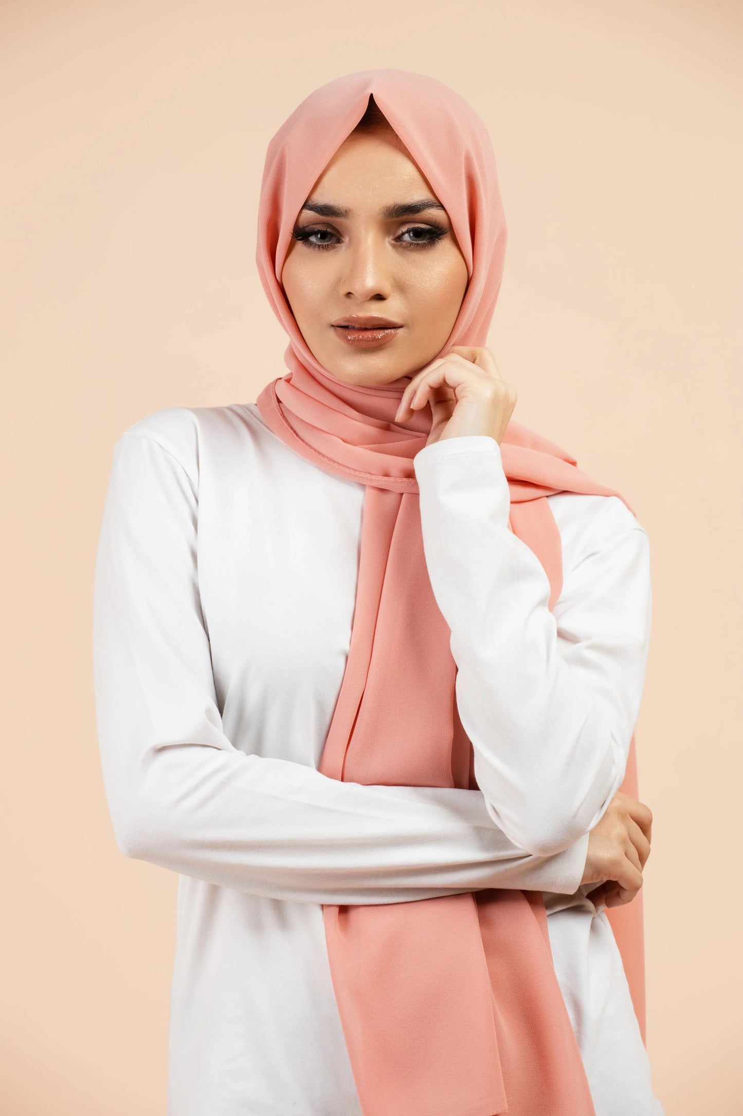 Premium Georgette Hijab - Warm Peach