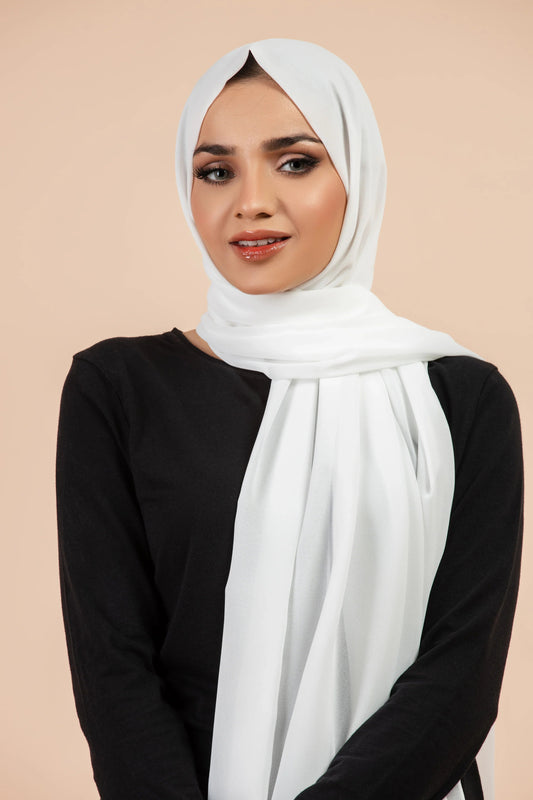 Premium Georgette Hijab - White